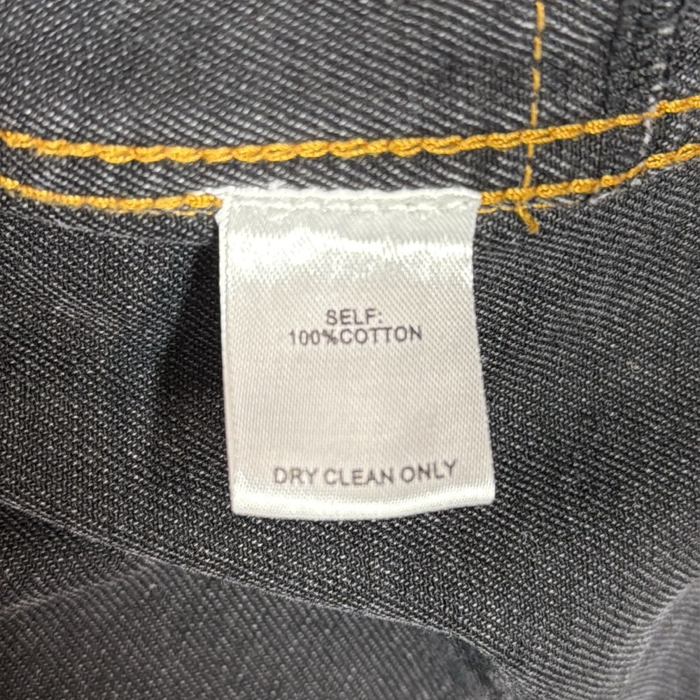 Veveret Small Black Distressed Button Up Denim Jacket Frayed Hem Edgy - Picture 11 of 13
